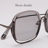 Daiiibabyyy Retro Semi-Rimless Square Sunglasses Women Colorful Frames Oversized Sun Glasses Luxury Traveling Sea Color Shades UV400