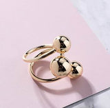 Daiiibabyyy Simple Geometric Big Ball Ring Korean Fashion Personality Finger Rings For Women Adjustable