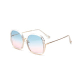 Daiiibabyyy Retro Semi-Rimless Square Sunglasses Women Colorful Frames Oversized Sun Glasses Luxury Traveling Sea Color Shades UV400