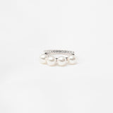 New Fashion Women Korean Double Layer Elegant Simulated Pearl Beads Ring Adjustable Shiny Rhinestone Wedding Ring Party Jewelry daiiibabyyy