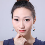 Natural Lava Stone Beads Long Earrings for Women Wholesale Beautiful Women Earrings  Silver Color Hanging Pendientes brincos daiiibabyyy