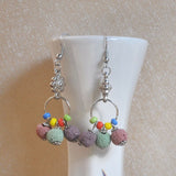 Natural Lava Stone Beads Long Earrings for Women Wholesale Beautiful Women Earrings  Silver Color Hanging Pendientes brincos daiiibabyyy