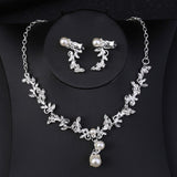 Pearl Wedding Necklace Set for Women Necklace and Earing Set Ear Clip Rhinestone Earrings  Bridal Jewelry Set Party Gifts
