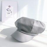 PU Leather Octagonal cap Women Autumn And Winter cap casual beret Hat Artist painter cap for 90 Girls daiiibabyyy
