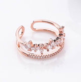 Daiiibabyyy Micro Pave Zircon Double Layer Rings For Women Personality Rhinestone Fashion Jewelry Adjustable