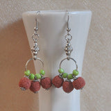 Natural Lava Stone Beads Long Earrings for Women Wholesale Beautiful Women Earrings  Silver Color Hanging Pendientes brincos daiiibabyyy