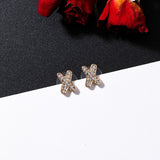 New Fashion Women Korean TV Star X Shaped Stud Earrings Geometric Elegant Cute Rehinestone Crossed Pendientes Girl Jewelry Gifts daiiibabyyy