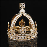 Daiiibabyyy Royal Queen King Tiaras Crown Men Round Diadem Bridal Tiaras and Crowns Headdress Prom Wedding Hair Jewelry Party Ornament Male