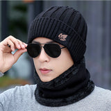 2022  Men Winter hat and Ring Scarf Set Two-Piece Thicken Winter Warm Set Female Hats Scarves Men Unisex Skullies Beanie daiiibabyyy