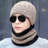 2022  Men Winter hat and Ring Scarf Set Two-Piece Thicken Winter Warm Set Female Hats Scarves Men Unisex Skullies Beanie daiiibabyyy