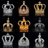Daiiibabyyy Royal Queen King Tiaras Crown Men Round Diadem Bridal Tiaras and Crowns Headdress Prom Wedding Hair Jewelry Party Ornament Male