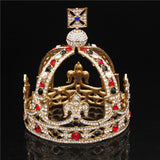Daiiibabyyy Royal Queen King Tiaras Crown Men Round Diadem Bridal Tiaras and Crowns Headdress Prom Wedding Hair Jewelry Party Ornament Male