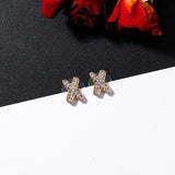 New Fashion Women Korean TV Star X Shaped Stud Earrings Geometric Elegant Cute Rehinestone Crossed Pendientes Girl Jewelry Gifts daiiibabyyy