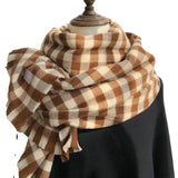 Women 100% Cashmere Scarf Classic Plaid Luxury Brand Woman Scarf Winter Literary Style Women Long Shawl 70X200 CM Adult