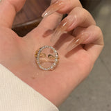 Hepburn Pearl O-shaped Gold Open Rings Vintage High Sense Flower Rings Fashion Set Accessories Luxury Jewelry For Woman in 2021 daiiibabyyy