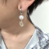 1PCS Fashion Reflective Imitation Pearl Small Sun Drop Earrings Stainless Steel Pendant Jewelry For Women Trendy Dangle Earring daiiibabyyy