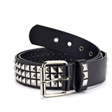 Fashion Harajuku Women Punk Chain Belt Adjustable Black Double/Single Eyelet Grommet Metal Buckle Leather Waistband For Jeans daiiibabyyy