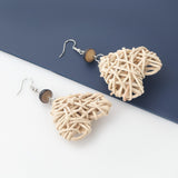 Summer New Rattan Woven Heart Dangle Earrings Bohemia Ethnic Style Party Jewelry For Women Fashion Statement Drop Brincos Gift daiiibabyyy