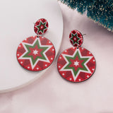 New Trendy Geometric Round Statement Earrings Cartoon Cute Snowman Snowflake Christmas Earrings Piercing Ear Jewelry for Women daiiibabyyy