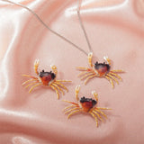 2022 New Cute Animal Stud Earrings for Women Temperament Crab Necklace Earring Set Girls Birthday Party Jewelry Earrings Trendy daiiibabyyy