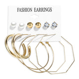 Fashion Gold Hoop Earrings Set Women Pearl Hoop Earrings Oversize Metal Circle Punk Earring 2022 Female Fashion Jewelry Dangler daiiibabyyy