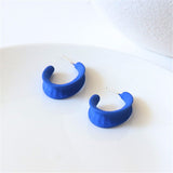 HUANZHI 2021 New S925 Blue Vintage Paint Geometric Irregular Folds Stud Earrings for Women Girls Travel Jewelry Gifts daiiibabyyy