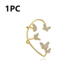 Daiiibabyyy Fashion Elegant Hollow Butterfly Ear Bone Clip for Women Non Piercing Shiny Zircon Ear Cuff Clips Earrings Wedding Party Jewelry