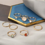 2022 New Creative Cold Wind Ladies Ring Joint Ring Simple Girl Color Index Finger Ring Combination Set  Wholesale Bulk daiiibabyyy
