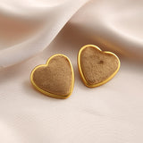 French Vintage Metal Matte Colorful Heart Stud Earrings 2022 Trend For Women Winter Simple Fashion Boucle d'oreille Ear Jewelry daiiibabyyy