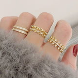 2021 New Arrive Exquisite 14K Real Gold Plated Double Layers Ring for Women AAA Cubic Bling Zircon CZ Luxurious Bijoux Anillos daiiibabyyy