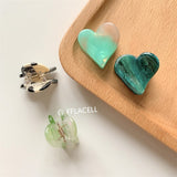 Korean Cute Starry Sky Fashion Peach Heart Grandmother Green Small Hairpin For Women Simple Acetate Grabbing Clip Bangs Clip daiiibabyyy