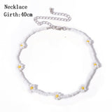 Daiiibabyyy IngeSight.Z Bohemian Colorful Beads Flower Choker Necklace for Women Summer Statement Short Collar Clavicle Chain Jewelry