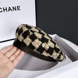 Women's Winter Leather Beret  All-match Fashion Painter Hat Women's Autumn and Winter Wool Knitted Beret Hat панама зимняя daiiibabyyy