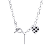 New Ins Love Chains Necklace Simple Retro Creative Lattice Heart-Shaped Bracelet Necklace for Women Girls Fashion Jewelry Gift daiiibabyyy