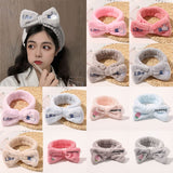 New Women Hair Accessories Fashion Letter Coral Fleece Wash Face Bow Hairbands For Women Girls Elastic Soft Turban Headbands daiiibabyyy