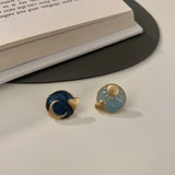 Elegant retro art design fashion women's earrings, 2022 new geometric star moon heart-shaped oil painting wind jewelry gifts daiiibabyyy