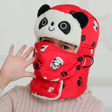Winter Bomber Hats for Girls Boy Winter Hats Cap with Scarf Neck Masks Animal Cotton Snow Cap Earflaps Russian Hat Mask Warm daiiibabyyy