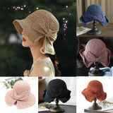 Womens Straw Hat Sun Hat for Women Beach Cap Summer Hats UV Protection, Ladies Foldable Fashion Bow Hats Brimmed daiiibabyyy