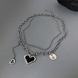 2022 New Senior Fashion Women Pendant Necklaces Joker Fine Double Link Chain Metal Heart Party Necklace Jewelry daiiibabyyy