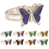 Vintage Butterfly Glitter Powder Adjustable Open Ring Unique Temperature Control Color Animal Rings Fashion Female Jewelry Gift daiiibabyyy