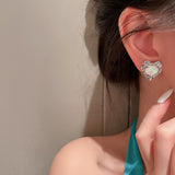 2022 Fashion Irregular Metal Crystal Heart-shaped Stud Earrings for Women Exquisite Korean Earrings Jewelry Anniversary Gifts daiiibabyyy