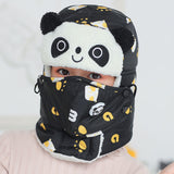 Winter Bomber Hats for Girls Boy Winter Hats Cap with Scarf Neck Masks Animal Cotton Snow Cap Earflaps Russian Hat Mask Warm