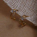 MENGJIQIAO Korean Vintage Cute Bule Opal Hoop Earrings For Women Fashion Colorful Zircon Circle Oorbellen Jewelry Gifts