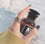 Punk Cool Hip Pop Multi-layer Adjustable Chain Four Fingers Open Alloy Women Rotate Rings for Women Party Gift daiiibabyyy