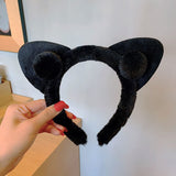 Cute Cat Ear Headband for Girl Plush Face Wash Headband Girly Heart Style Solid Color Headband Fashion Korean Hair Accessories daiiibabyyy