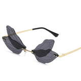 Daiiibabyyy Gradient Rimless Sunglasses Women Girls Dragonfly Wings Punk Frameless Gradient Clear Len Glasses Street Double Layer Eyewear