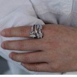 Daiiibabyyy silver color butterfly finger ring for women new cubic zirconia cz jewelry