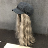 Female Short Hair Net Red Leather Navy Hat  Hot Selling Wig Hat One Detachable Autumn and Winter Full Headgear daiiibabyyy