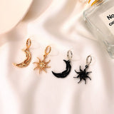 New Sun Moon Dangle Earring Asymmetric Abstract Drop Earrings for Women Short Hollow Earings Brincos Fashion Jewelry сережки daiiibabyyy