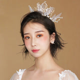 Korea Wedding Hair Accessories Bride Korean Jewelry Gold Bridal Hair Accessories Princess Circle Crown Round Tiara Set Headpiece daiiibabyyy